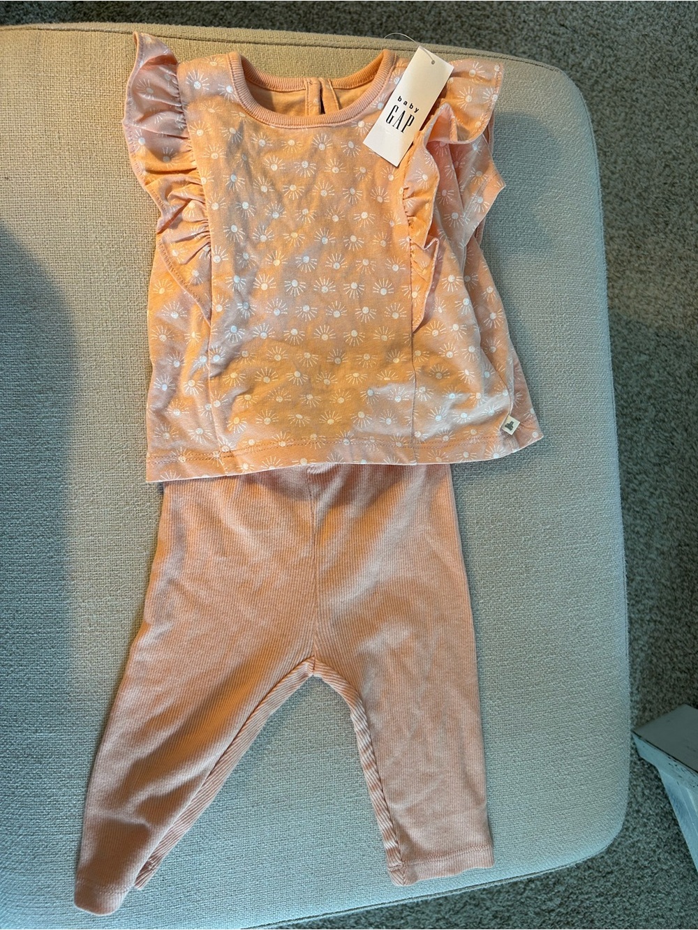 GAP Peach Pink Daisy Ruffle Sleeve Set
